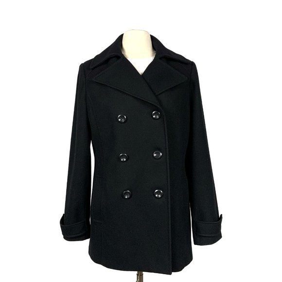New York Company Black Wool Blend Pea Coat 6 - Picture 3 of 10